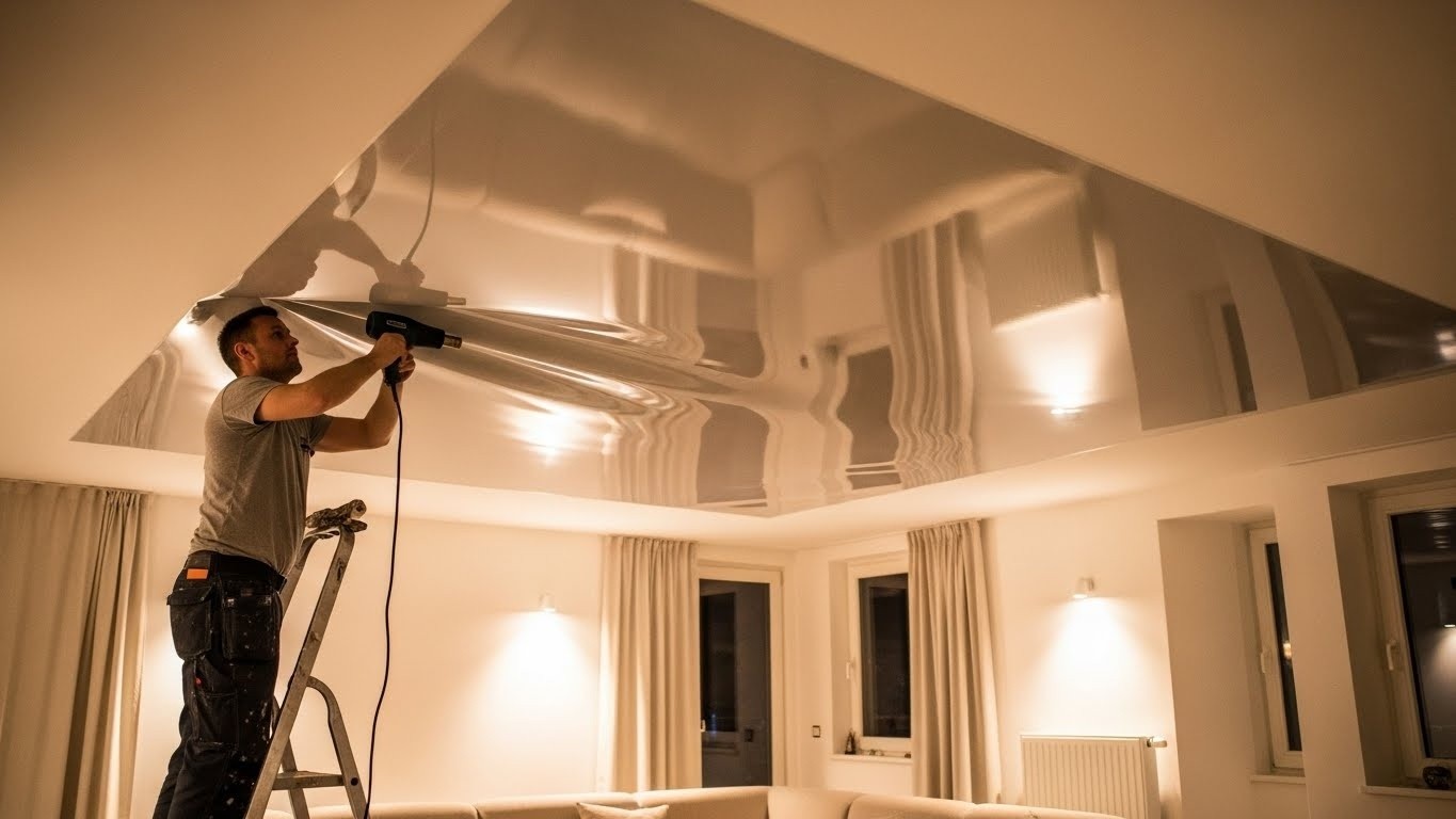 Натяжной потолок по материалу ПВХ и ткань