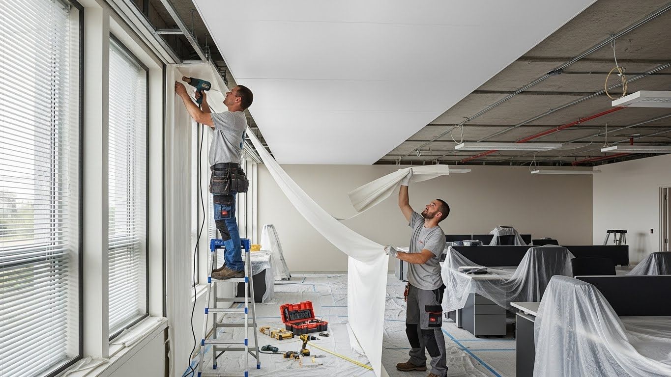 Натяжной потолок эконом класса в офисе