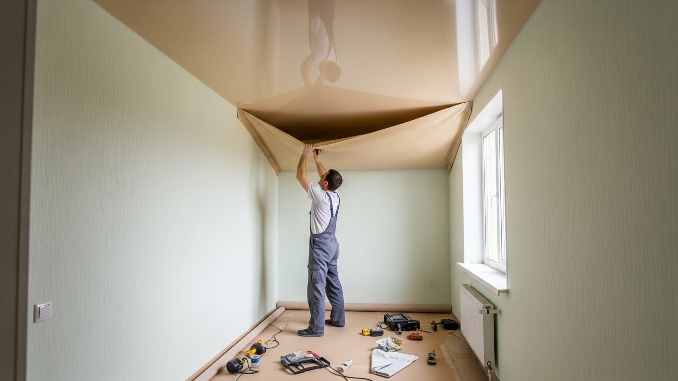 Монтаж натяжных потолков эконом класса для небольших помещений