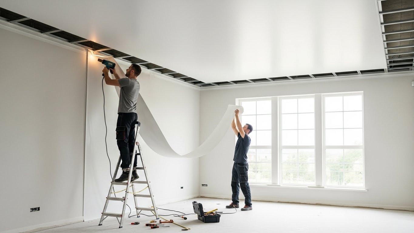 Натяжной потолок среднего класса в жилом помещении