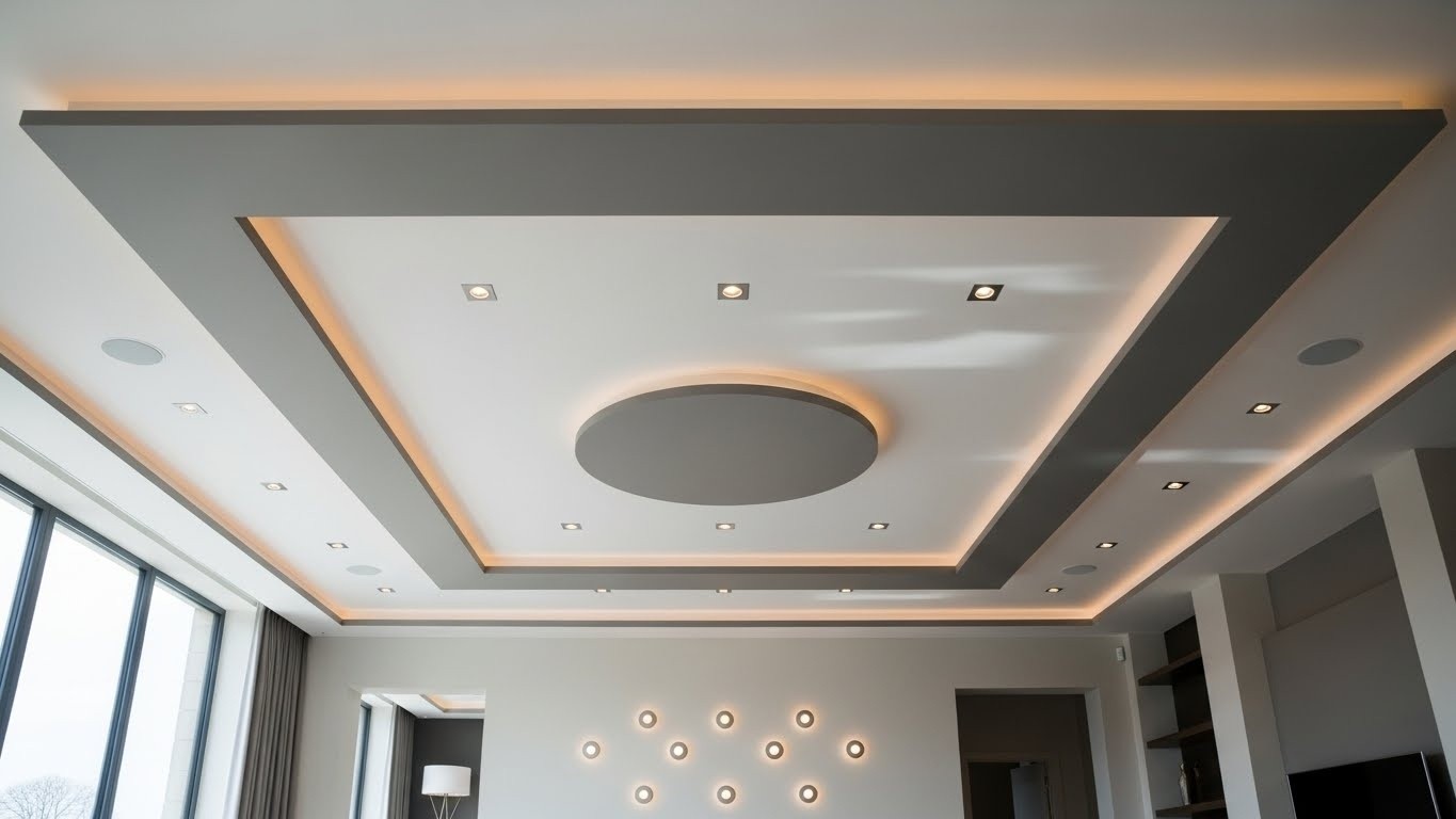 Многоуровневые матовые натяжные потолки