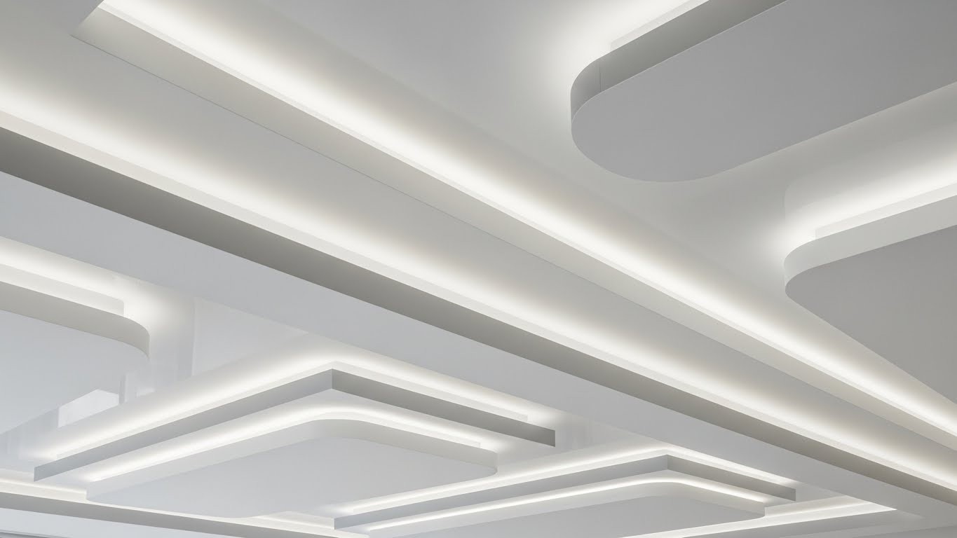 Многоуровневые сатиновые натяжные потолки