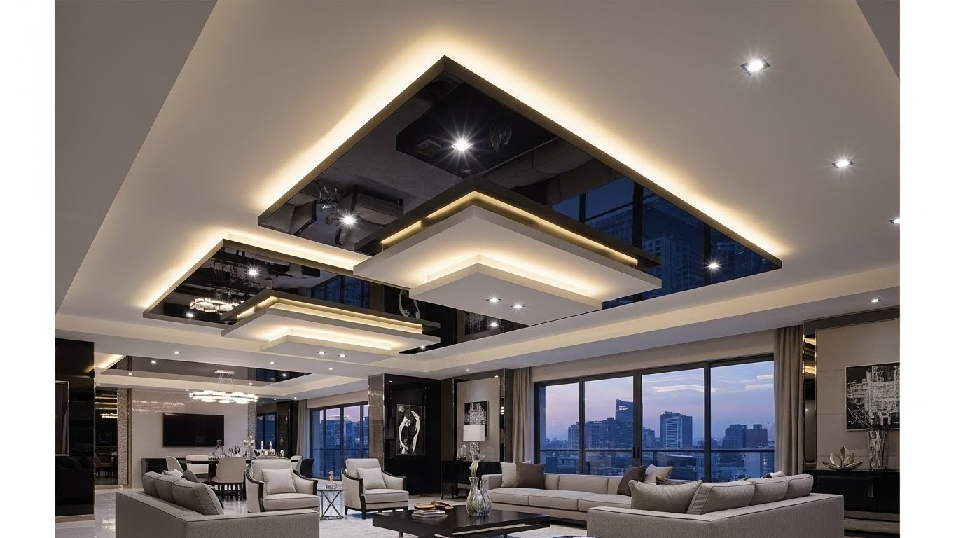 Монтаж многоуровневого натяжного потолка премиум класса Многоуровневый натяжной потолок премиум класса