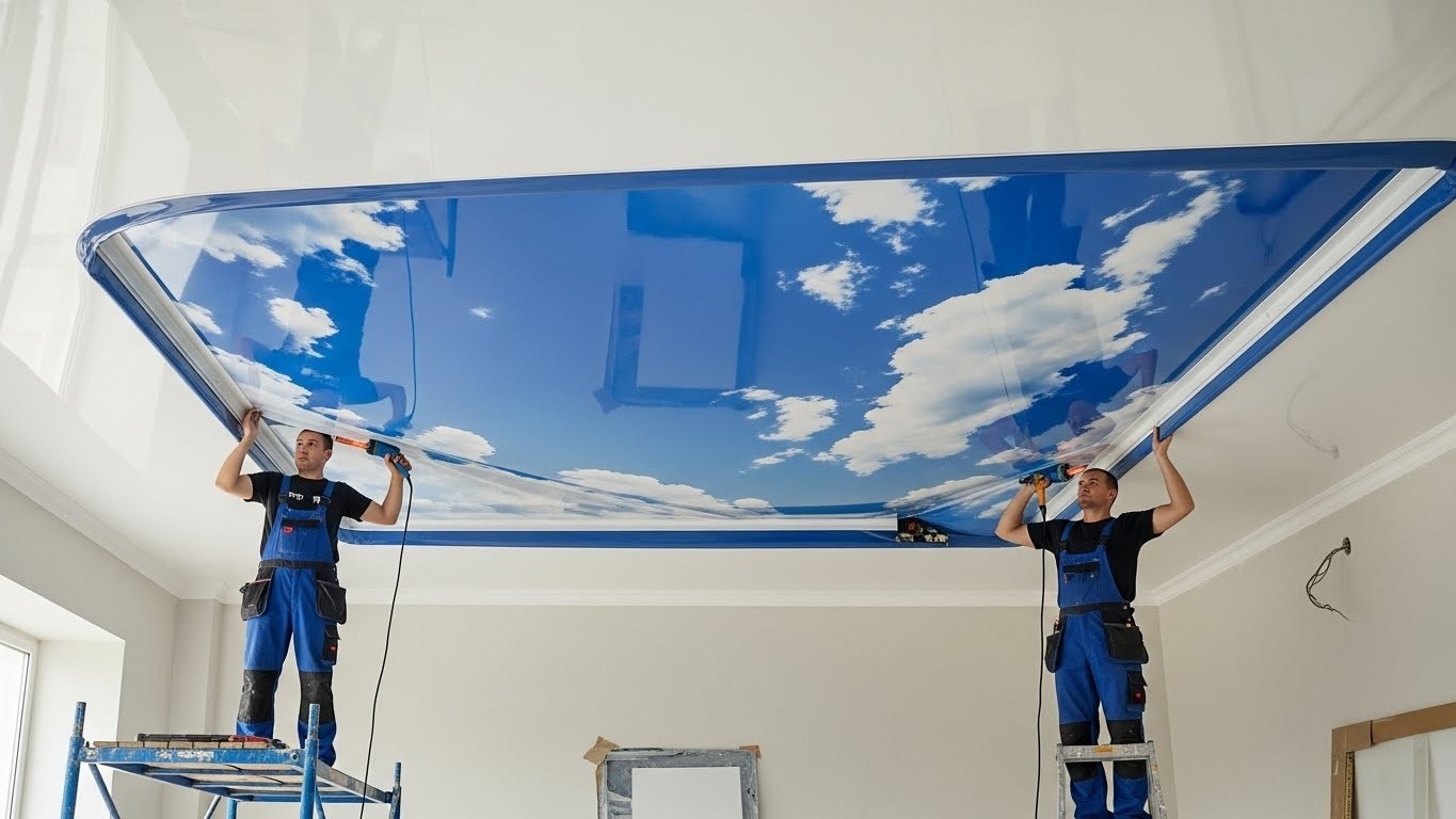 Монтаж натяжных потолков премиум класса с фотопечатью