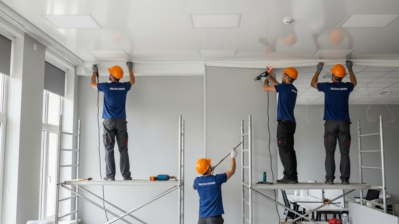 Монтаж натяжных потолков с повышенным качеством для офисов