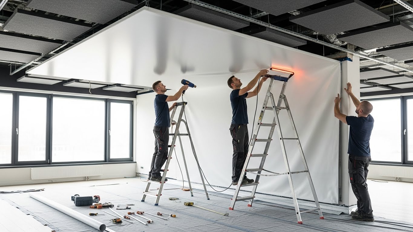 Монтаж натяжных потолков с повышенным качеством с дополнительной шумоизоляцией