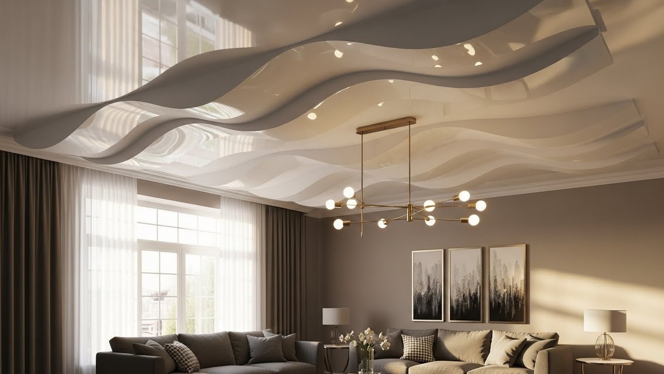 Натяжные потолки волнообразные сатиновые