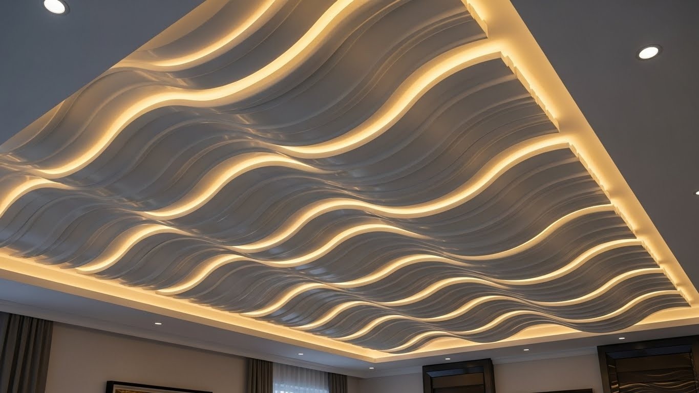 Натяжные потолки волнообразные с подсветкой