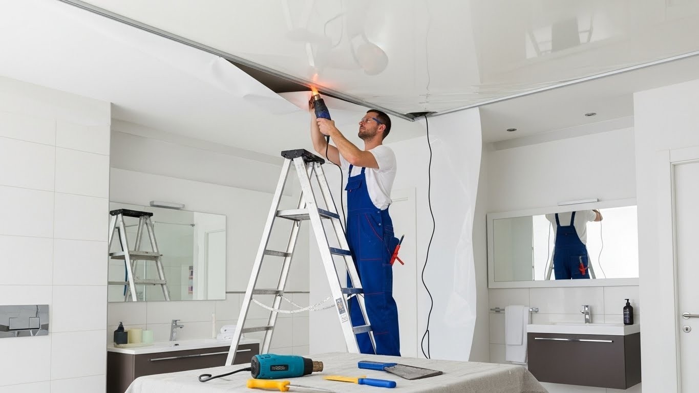 Монтаж натяжных потолков с повышенным качеством с влагостойкими материалами