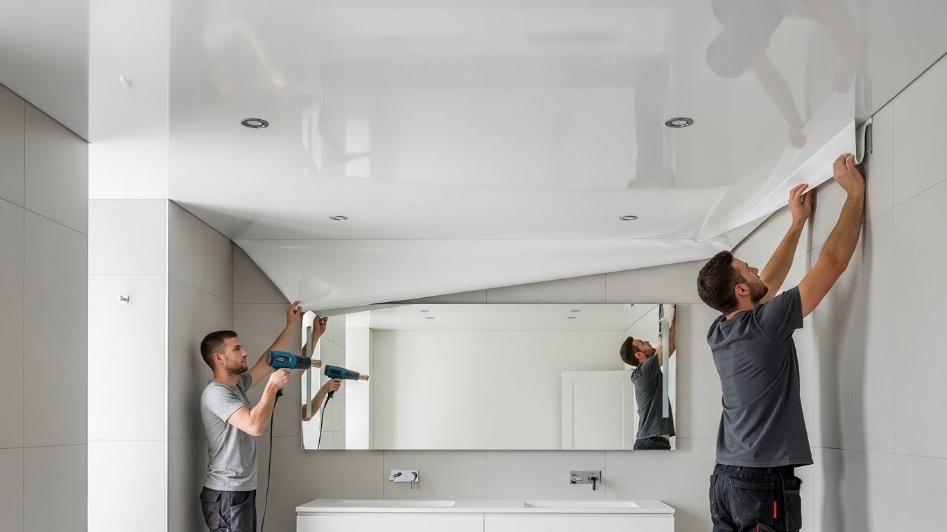 Монтаж натяжного потолка с влагостойкими материалами Влагостойкий натяжной потолок