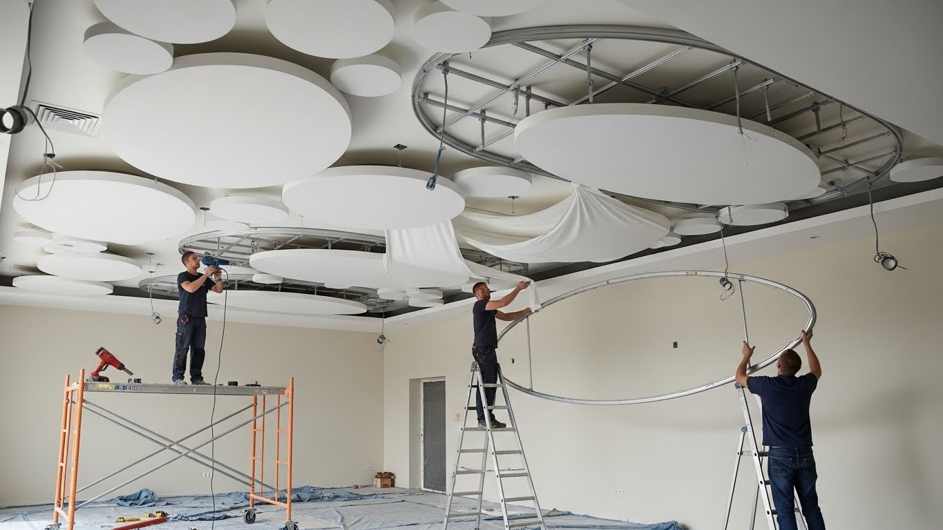 Монтаж натяжных потолков с круглыми и овальными формами