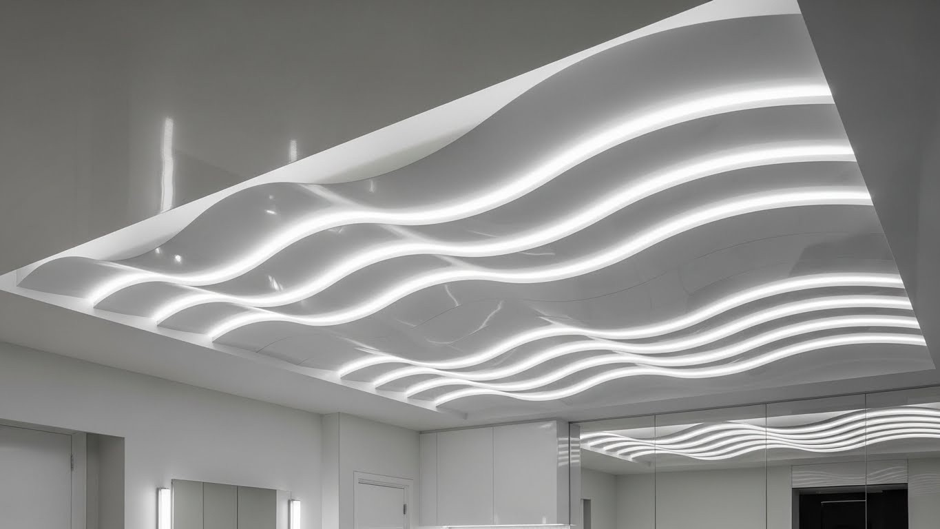 Волнообразные натяжные потолки с влагостойким покрытием Волнообразные натяжные потолки с влагостойким покрытием