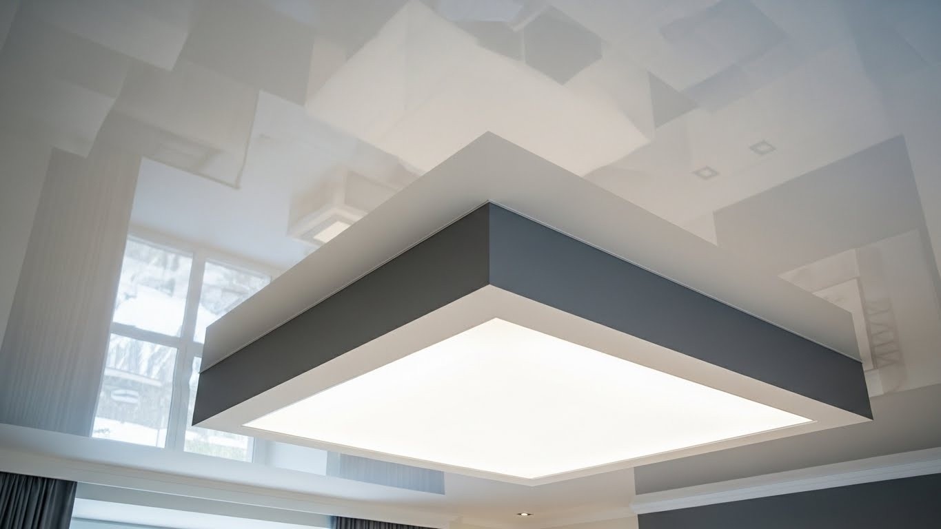 Натяжные потолки с коробом глянцевые