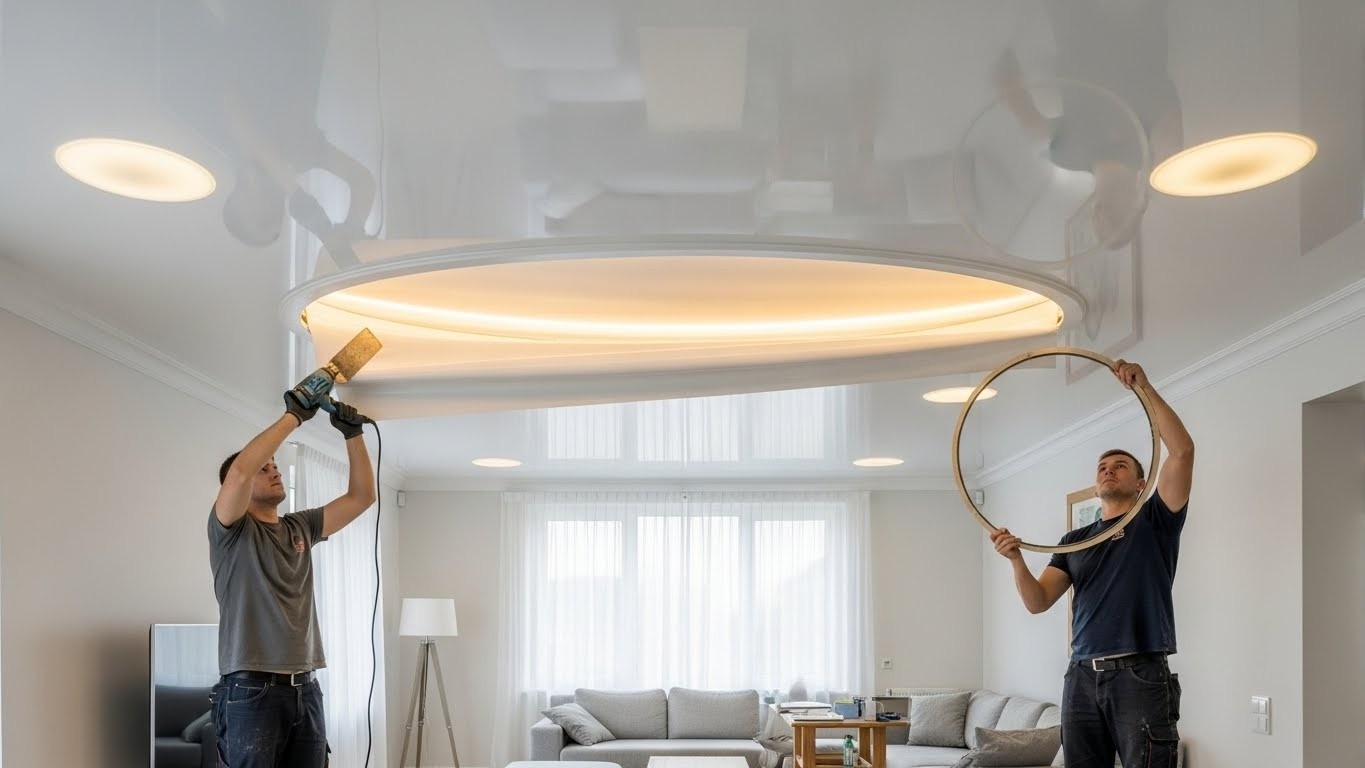 Монтаж натяжного потолка с круглыми и овальными формами