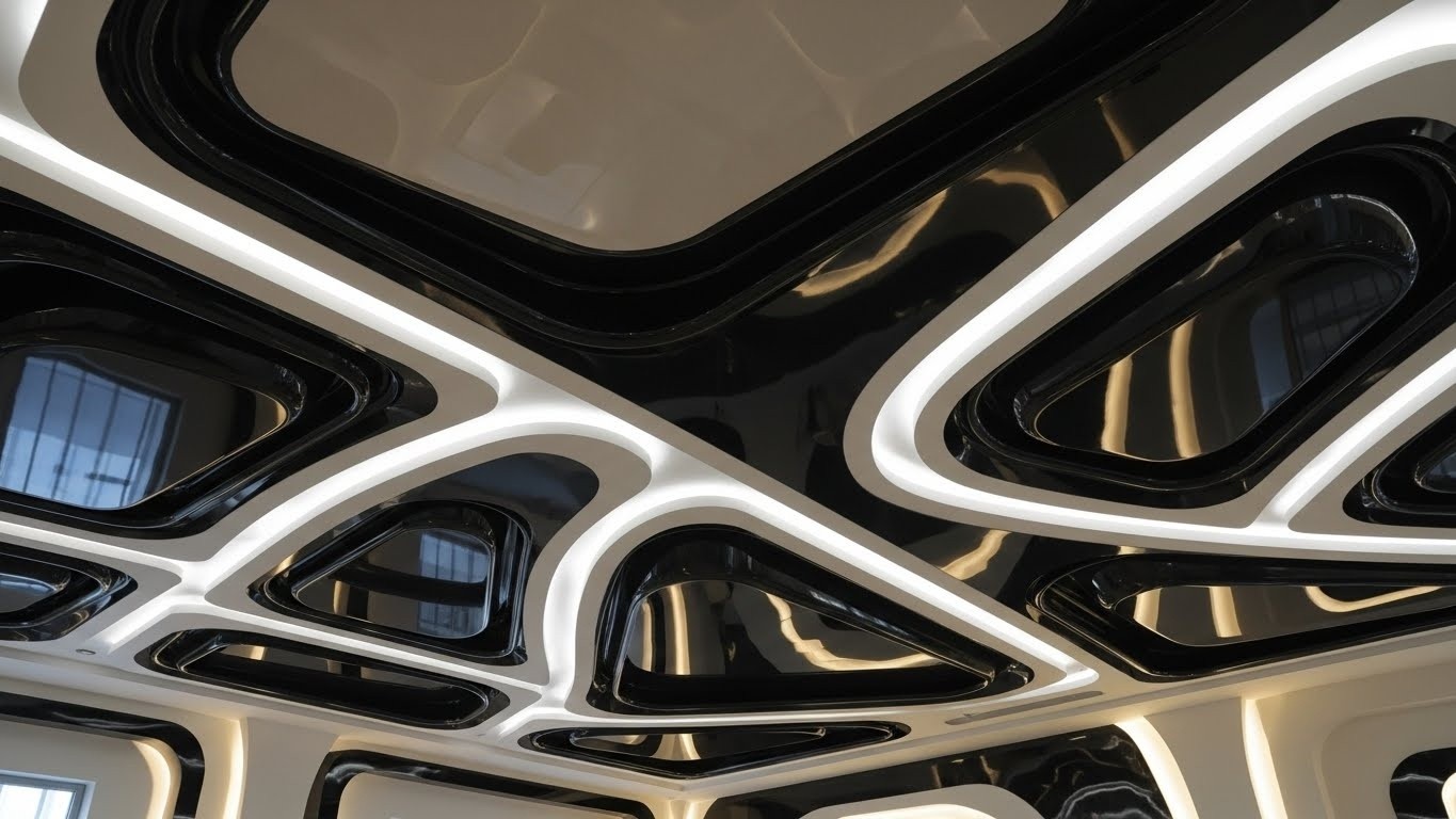 Натяжные потолки сложной формы глянцевые