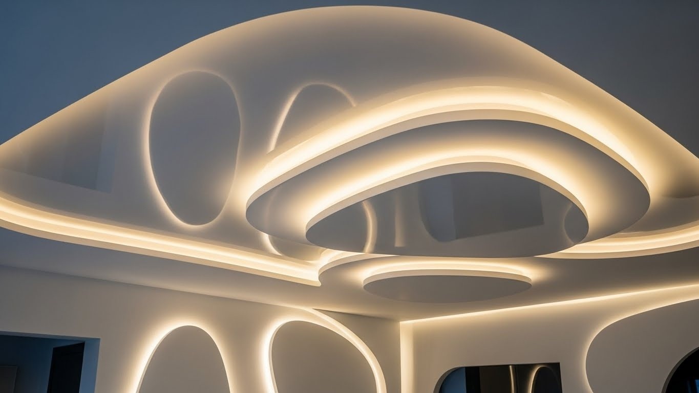 Натяжные потолки сложной формы сатиновые