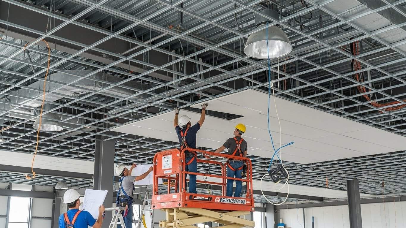 Монтаж натяжных потолков для высоких нагрузок