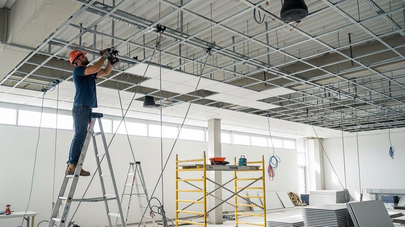Монтаж натяжного потолка для помещений с высокими нагрузками Натяжной потолок для высоких нагрузок
