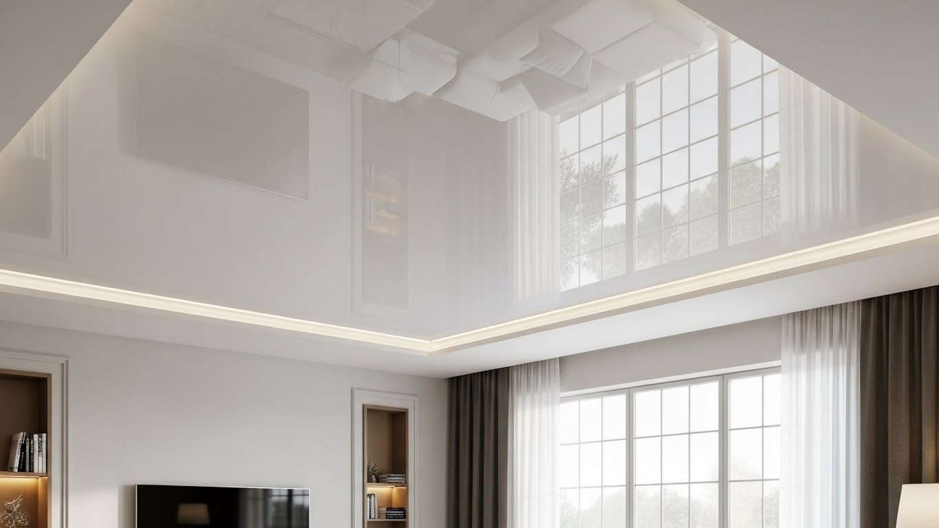 Натяжные потолки простые глянцевые