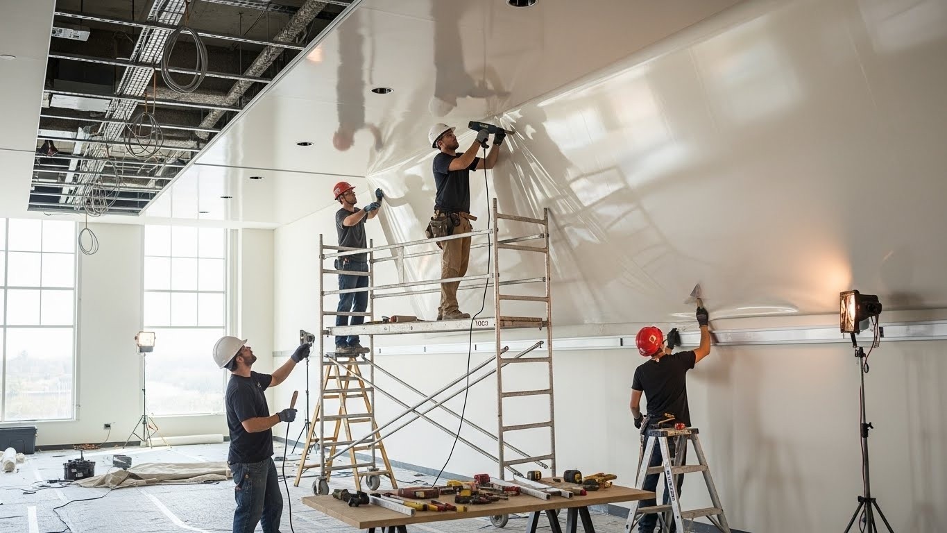 Монтаж натяжных потолков для помещений с интенсивной эксплуатацией