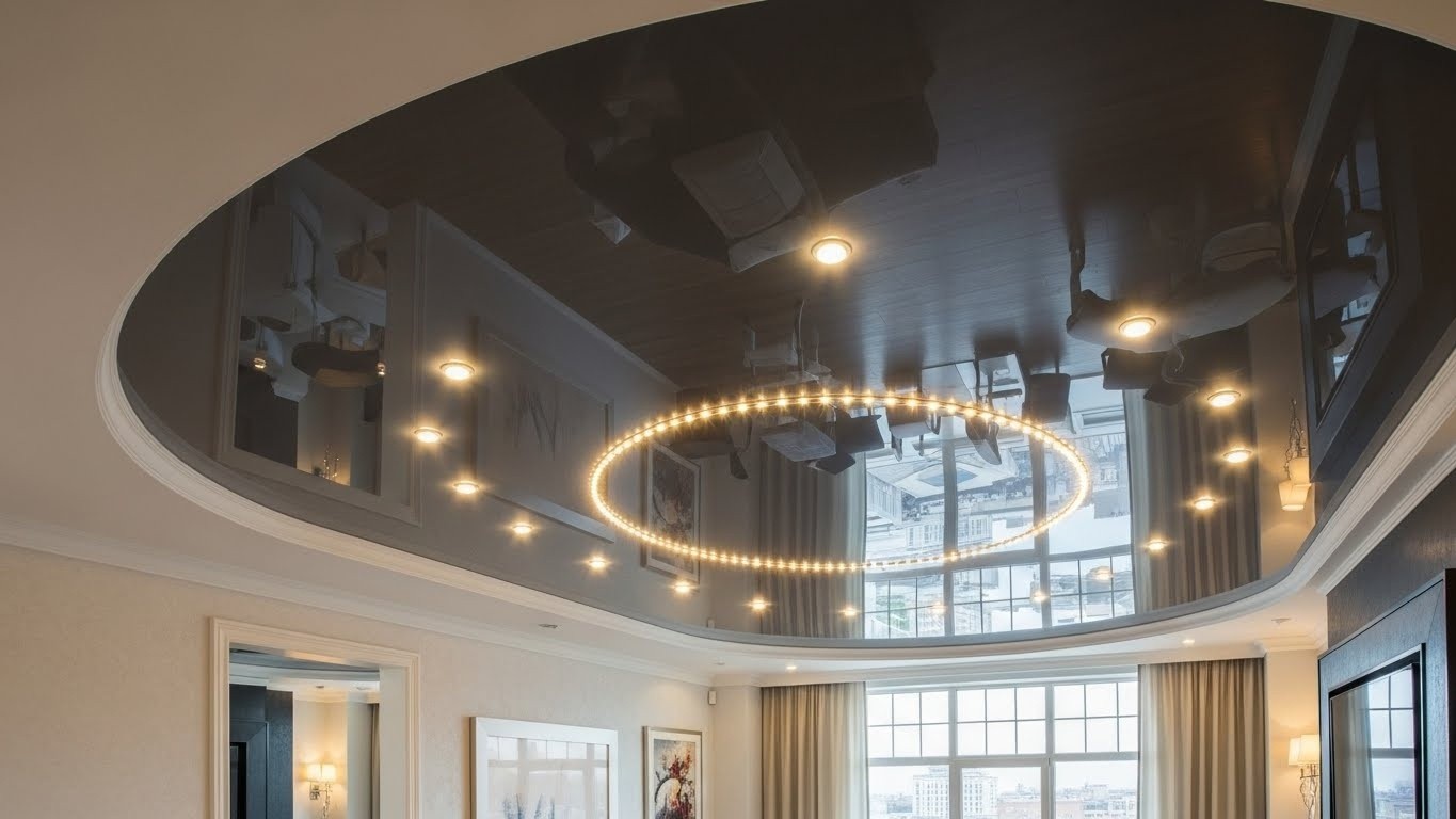 Глянцевый натяжной потолок