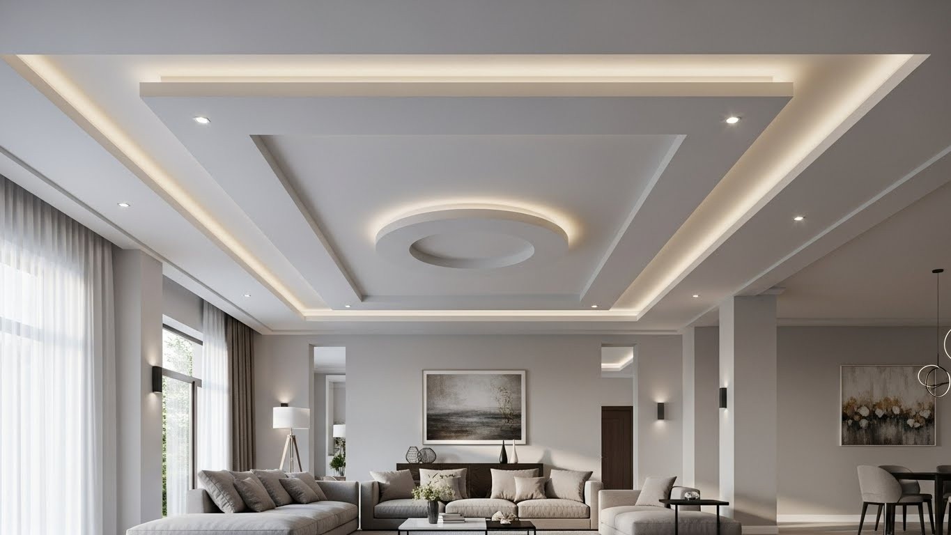 Натяжной потолок средней сложности