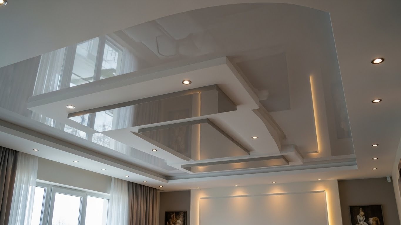 Натяжные потолки средней сложности глянцевые