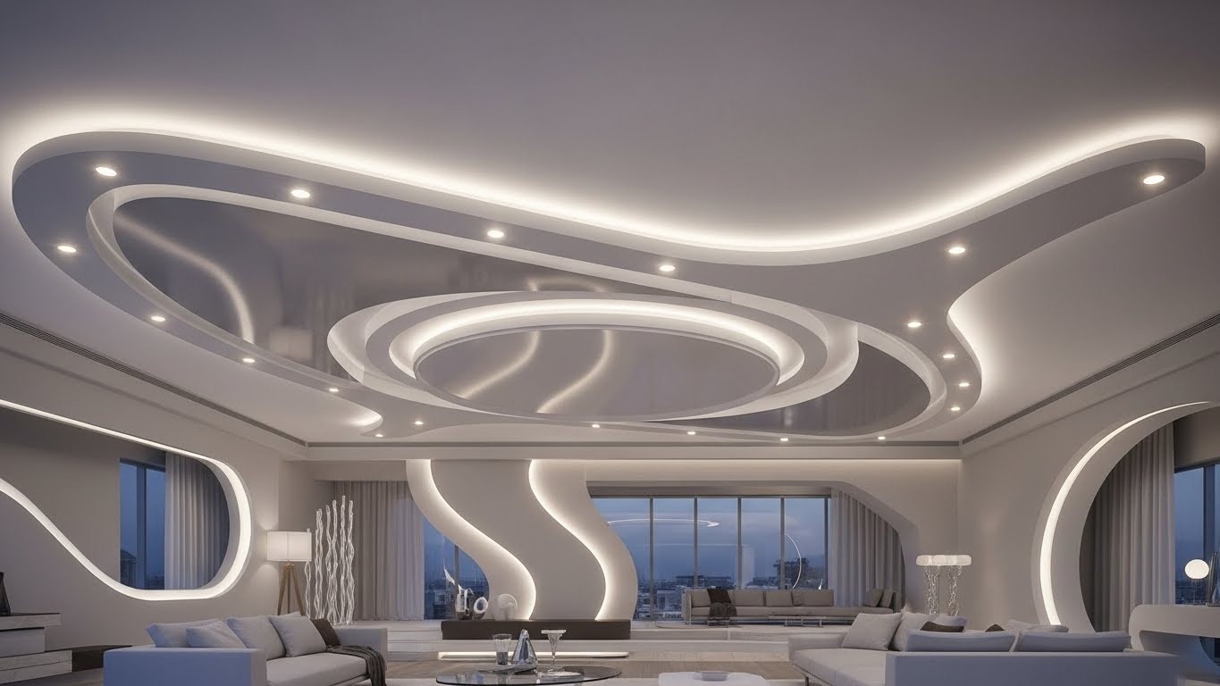 Натяжные потолки сложные сатиновые