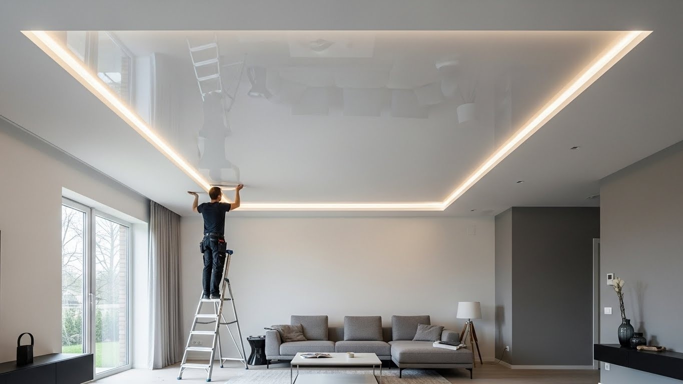 Натяжной потолок с эффектной подсветкой