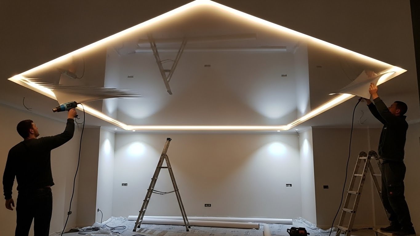 Натяжной потолок с атмосферным освещением