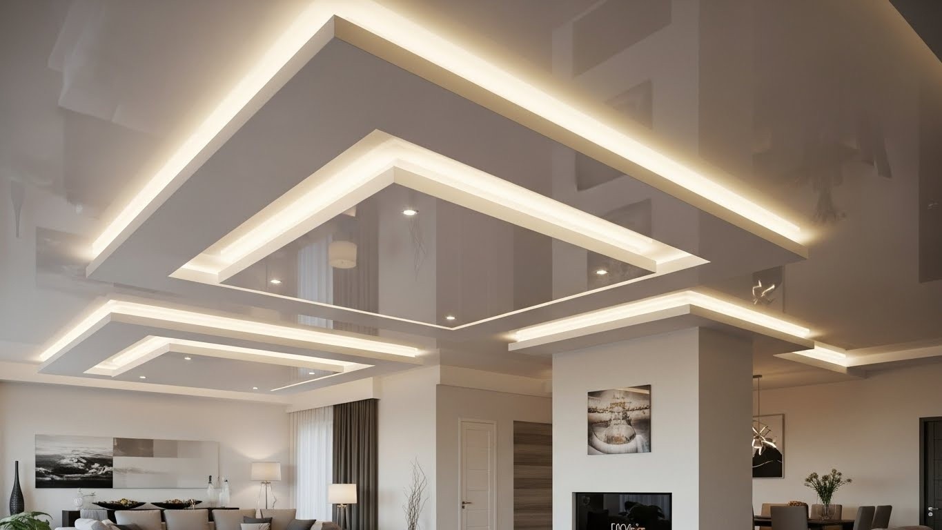 Натяжные потолки с многоуровневым монтажом сатиновые