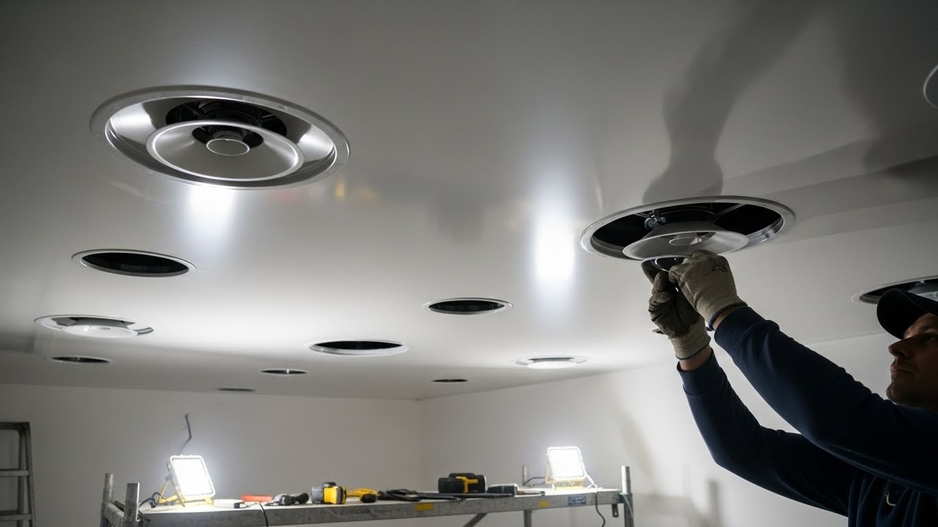 Монтаж натяжных потолков с вентиляционными отверстиями