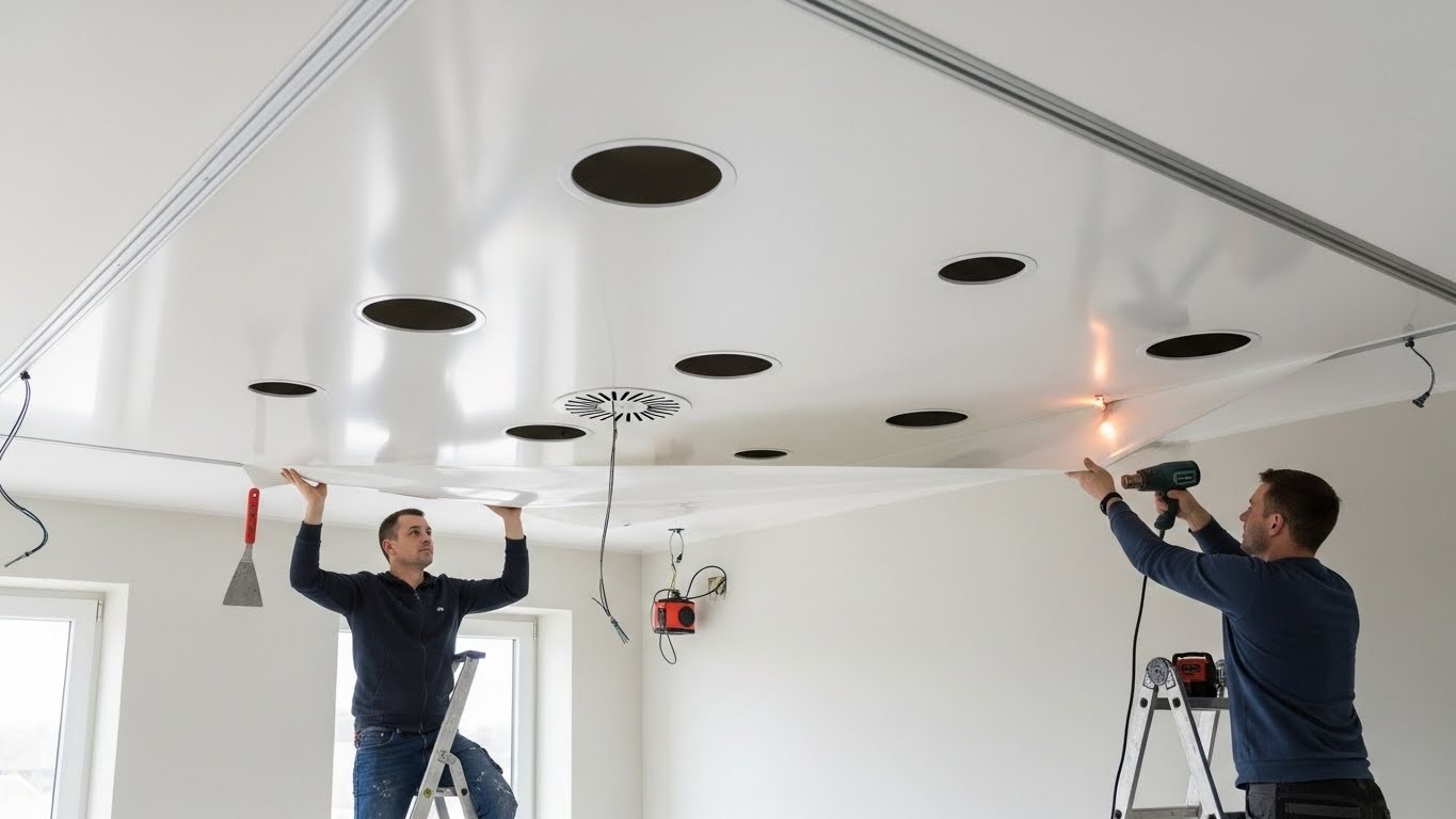 Монтаж натяжного потолка с вентиляцией Натяжной потолок с вентиляционными отверстиями