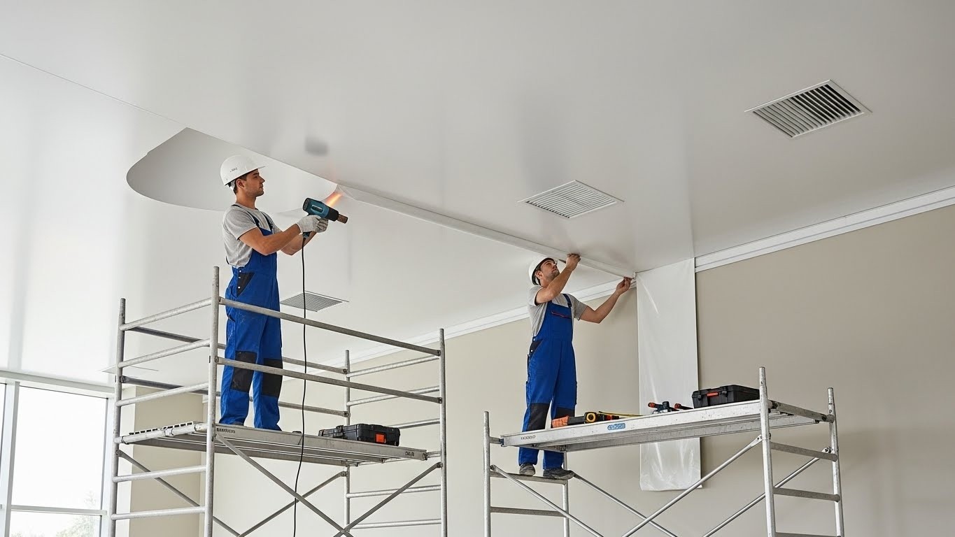 Монтаж натяжных потолков с встроенной вентиляцией