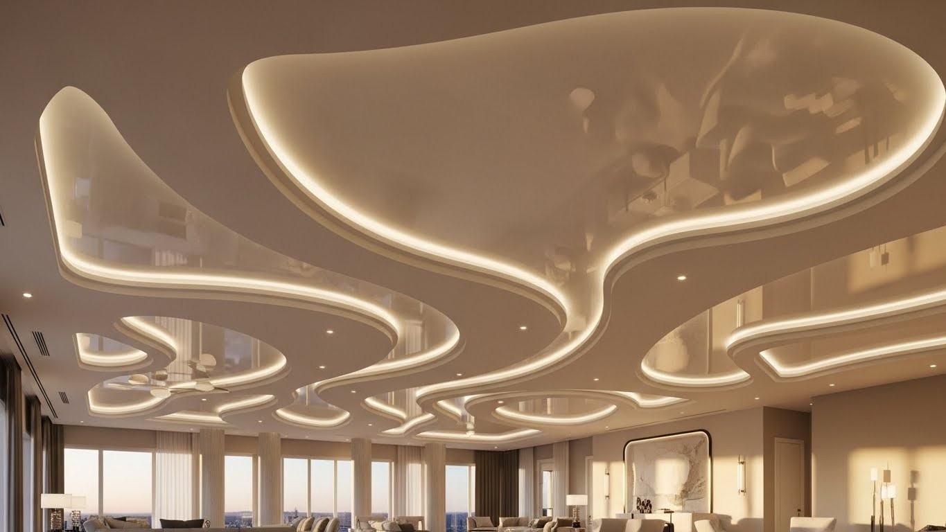 Натяжные потолки с криволинейной геометрией сатиновые