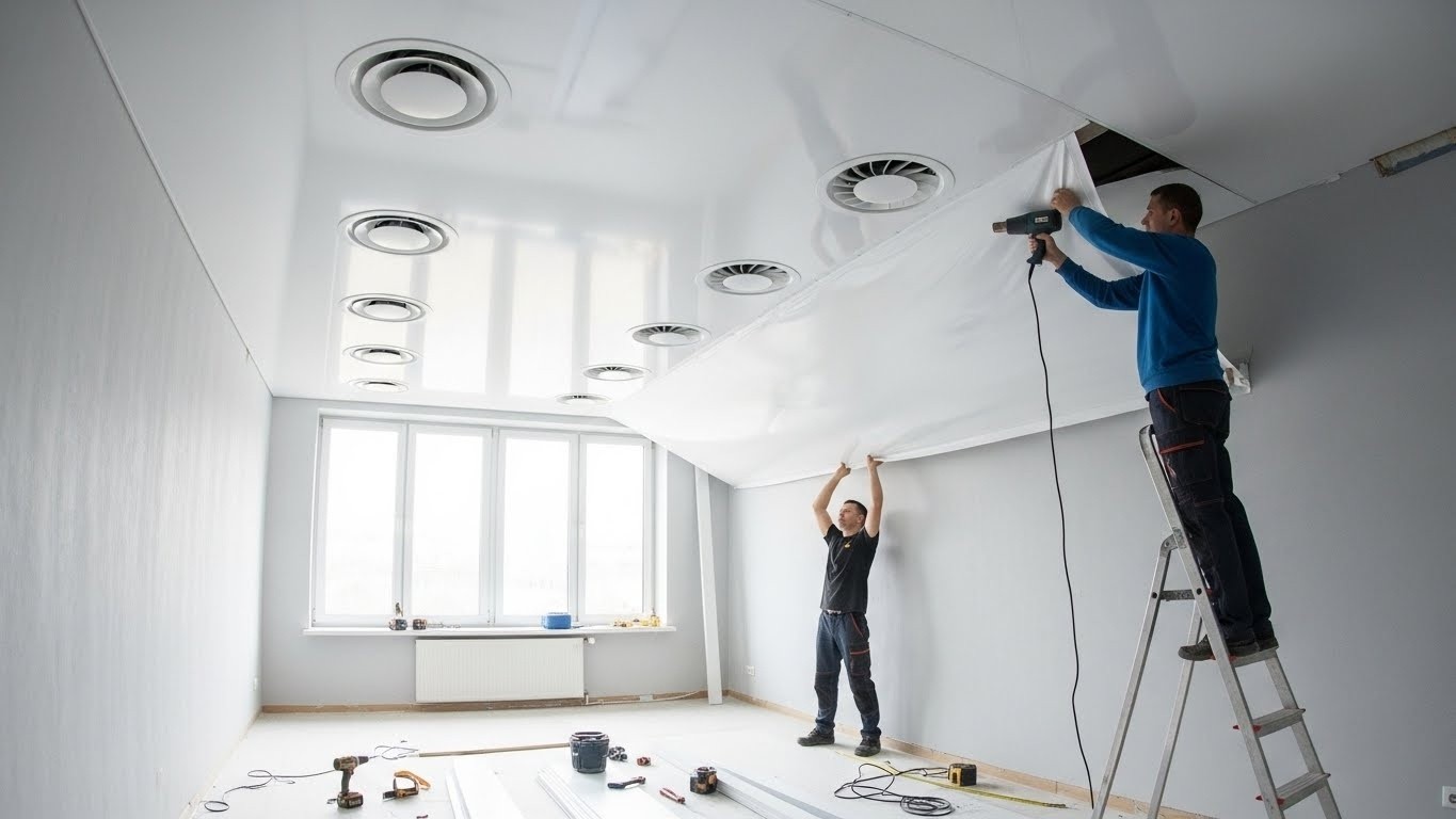 Монтаж натяжного потолка с вентиляционными решетками Натяжной потолок с вентиляционными решетками