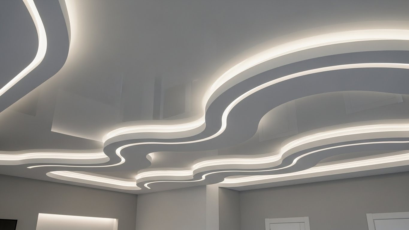 Натяжной потолок с криволинейной геометрией влагостойкий Натяжной потолок с криволинейной геометрией влагостойкий