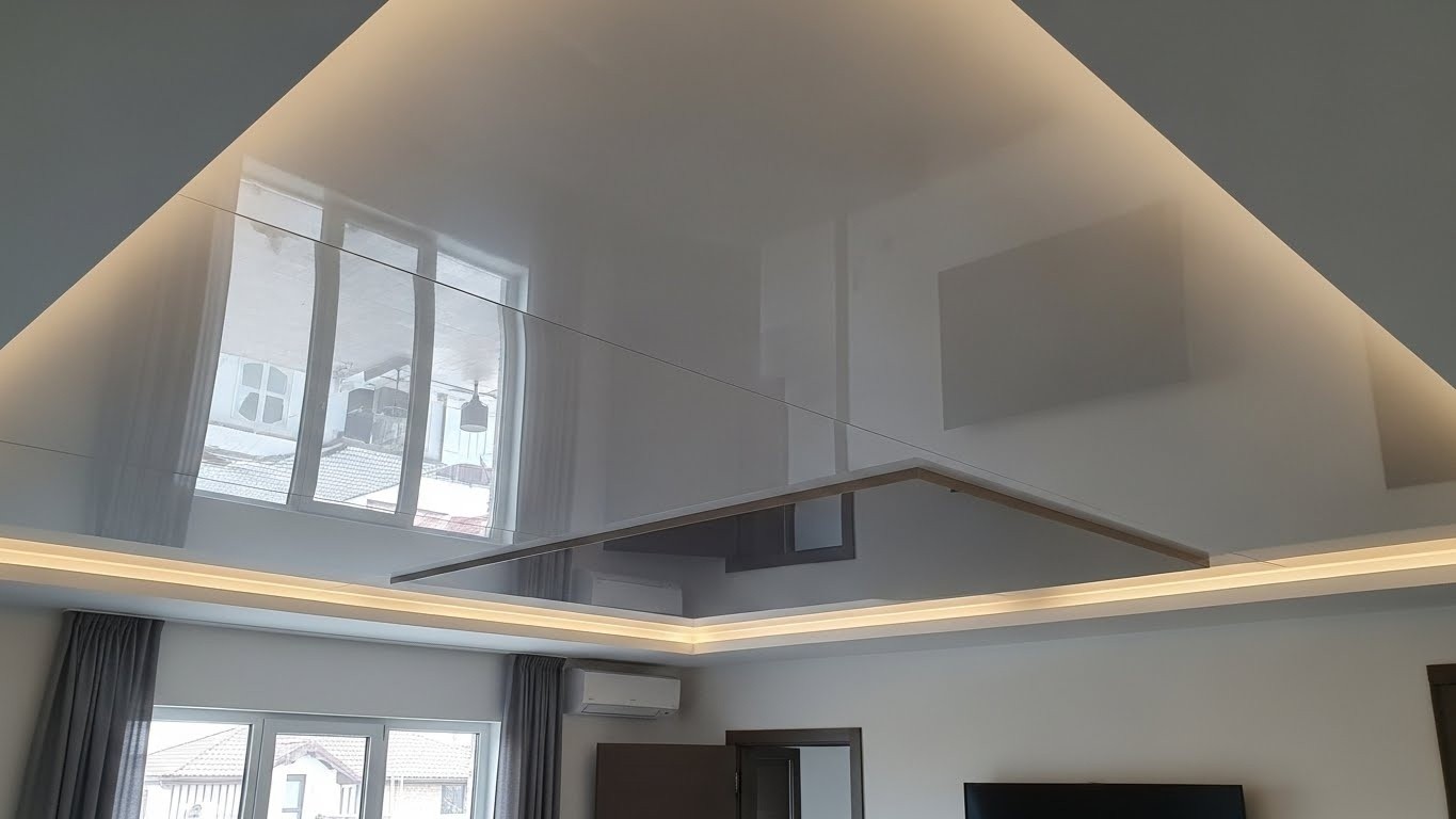 Натяжные потолки с комбинированной конструкцией глянцевые