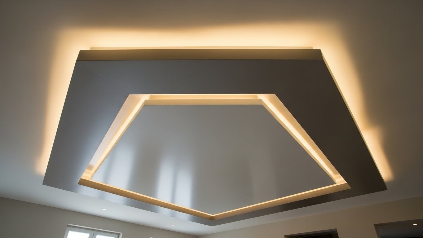 Натяжные потолки с комбинированной конструкцией сатиновые