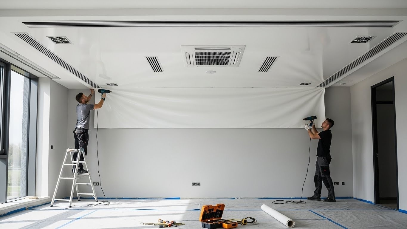Монтаж натяжных потолков с встроенным кондиционером