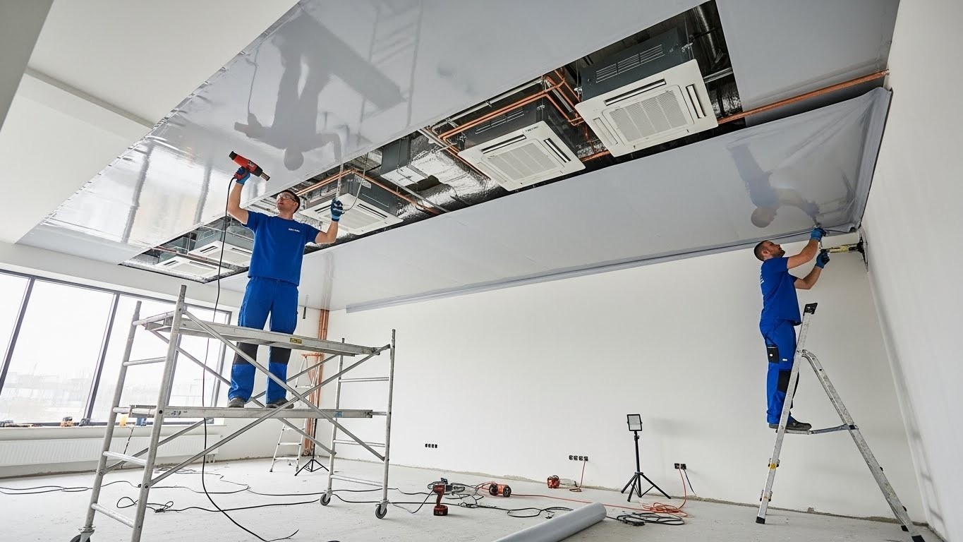 Монтаж натяжных потолков с системой кондиционирования воздуха