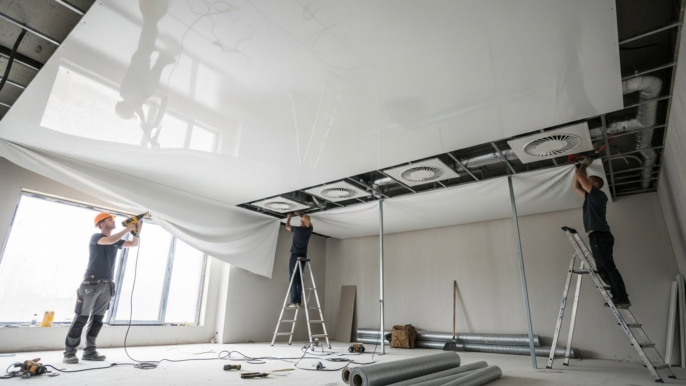 Монтаж натяжного потолка с системой кондиционирования Натяжной потолок с системой кондиционирования воздуха