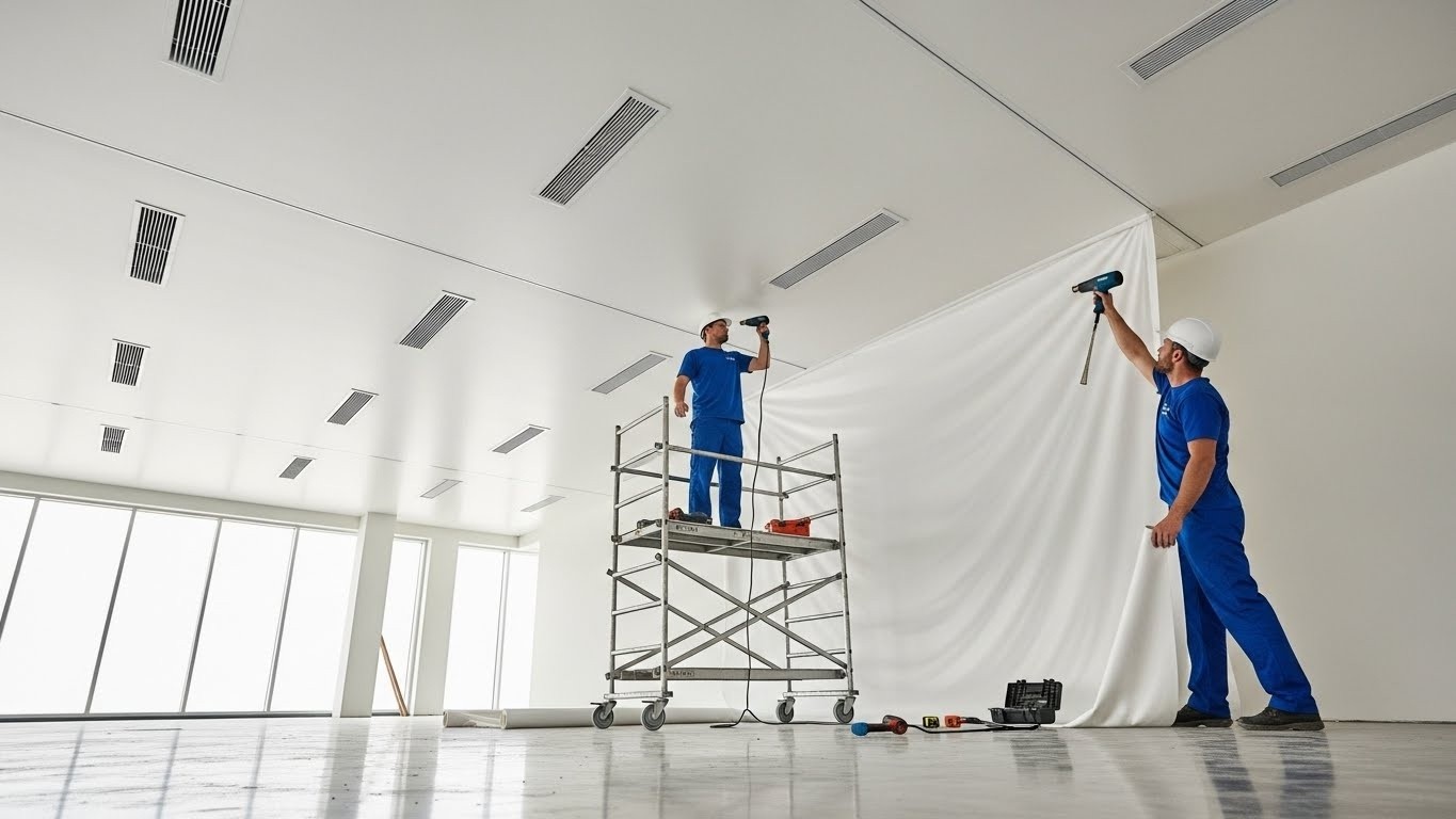 Монтаж натяжных потолков с климат-контролем