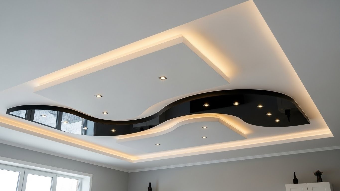 Натяжные потолки с комбинированной конструкцией многоуровневые