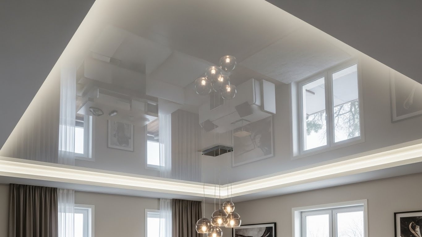 Натяжной потолок из глянцевой пленки Глянцевый натяжной потолок