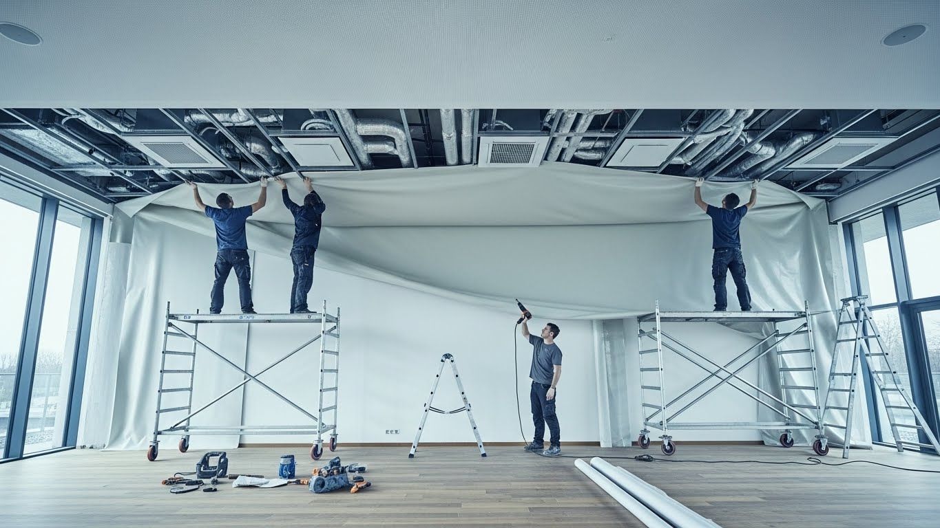 Монтаж натяжного потолка с системой охлаждения и отопления Натяжной потолок с системой охлаждения и отопления