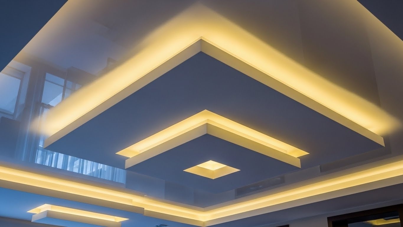 Натяжные потолки с подсветкой многоуровневые