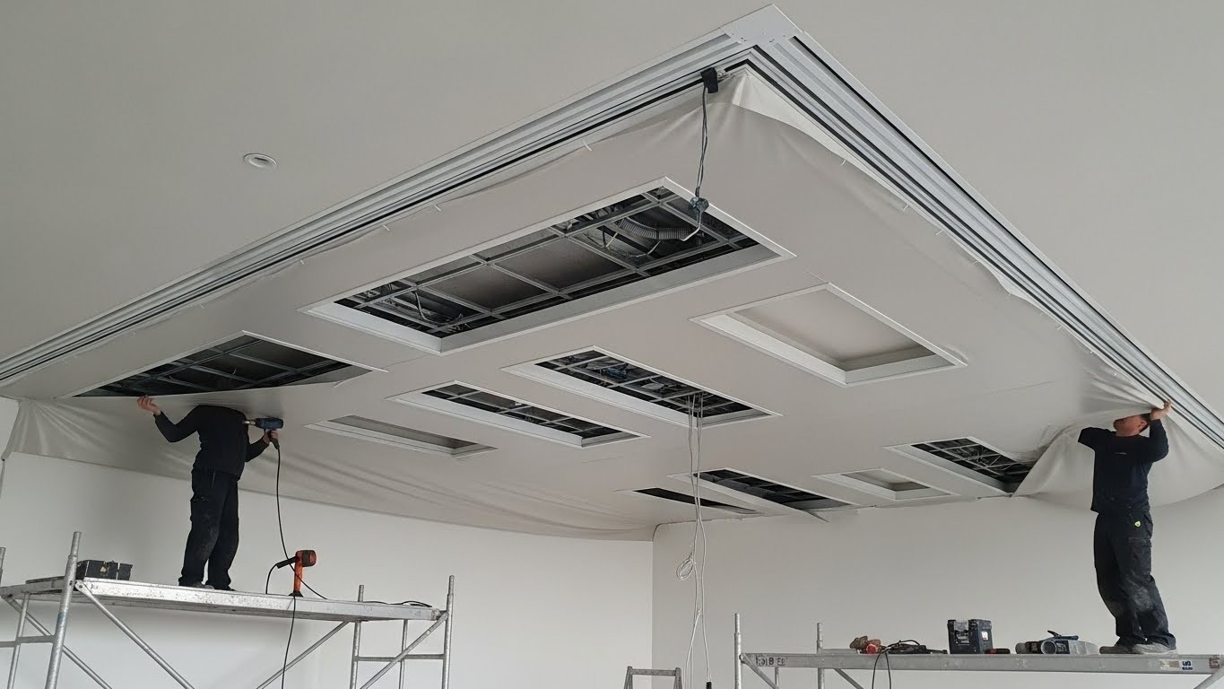 Монтаж натяжных потолков с нишами для освещения