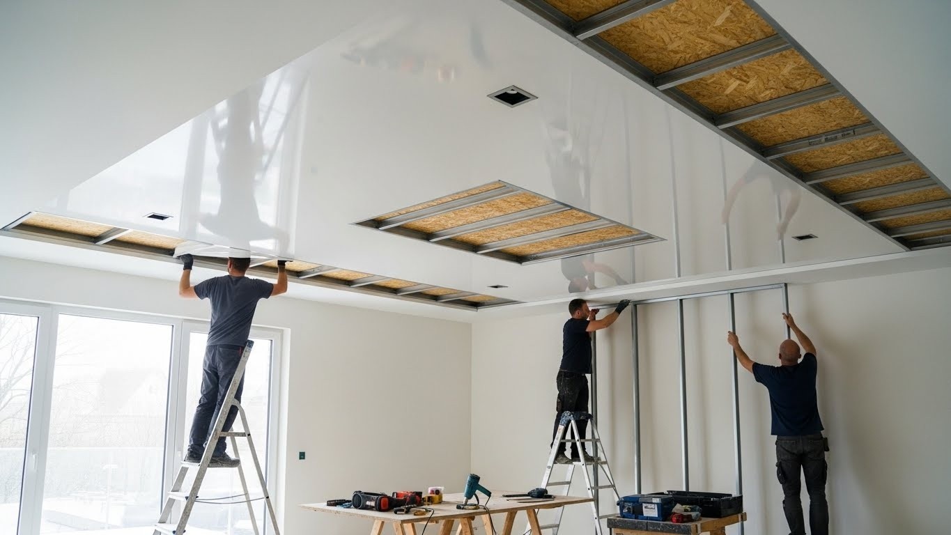 Натяжной потолок с нишами для скрытого освещения