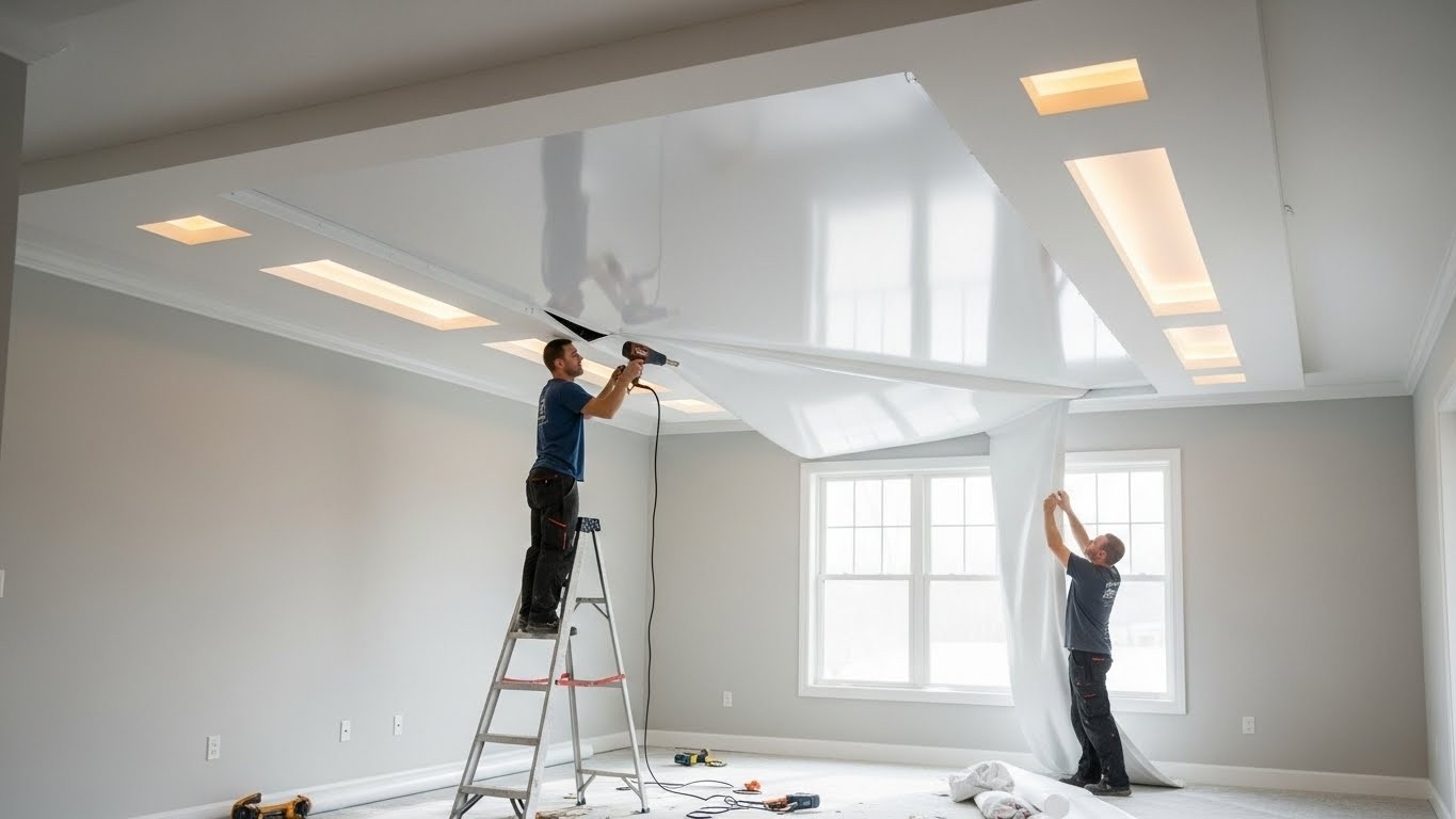 Натяжной потолок с встроенными нишами